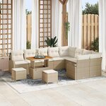 vidaXL Ensemble de canapé de jardin 12 Pièces Beige Poly rotin