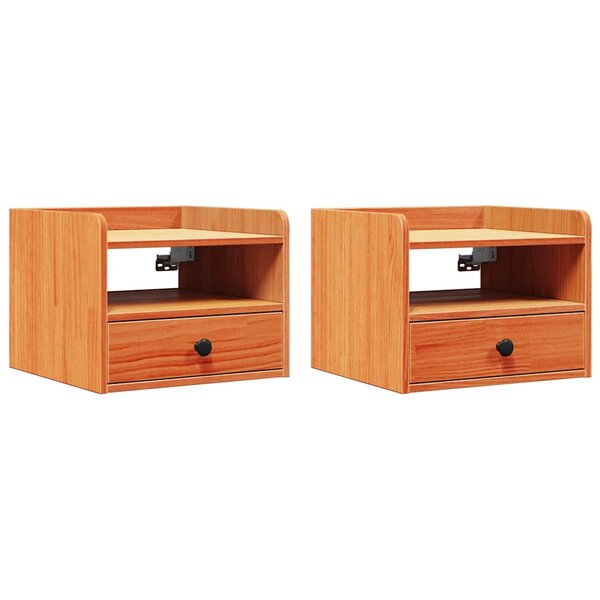 vidaXL Table de chevet avec tiroir 2 Pièces Brun cire 38 x 36 x 29 5 cm