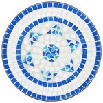 vidaXL Ensemble de bistro mosaïque bleu et blanc fer et céramique
