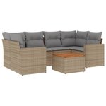 vidaXL Salon de jardin avec coussins 7Pièces mélange beige résine tressée