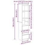 vidaXL Buffet haut gris béton 37 5x35x180 cm bois d'ingénierie