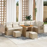 vidaXL Ensemble de canapé de jardin 9 Pièces Beige Poly rotin