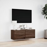 vidaXL Meuble TV mural avec lumières LED chêne marron 100x31x35 cm