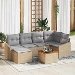 vidaXL Ensemble de canapé de jardin 7 Pièces Beige  gris clair