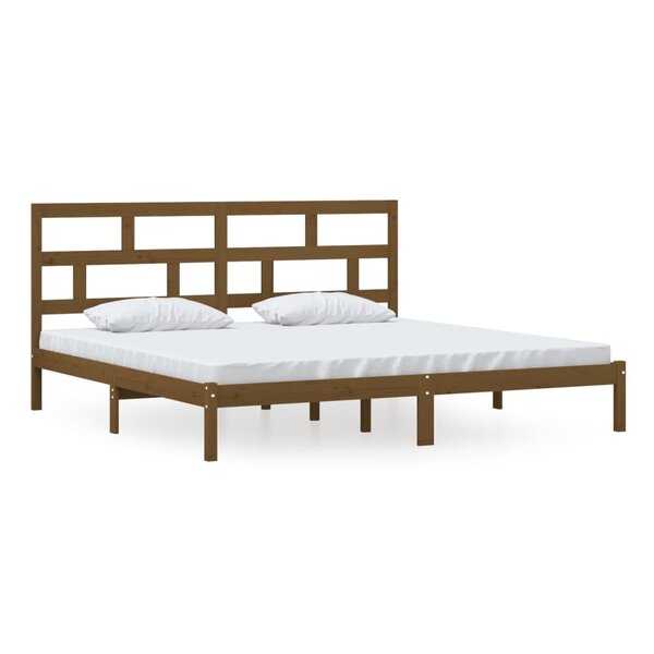 vidaXL Cadre de lit sans matelas Marron miel Bois pin massif 200x200cm