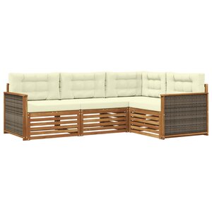 vidaXL Ensemble de canapés d'extérieur 4 pc Naturel et Crème