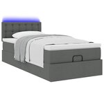 vidaXL Lit ottoman avec matelas et LED Gris foncé 80x200cm tissu