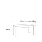 Table à manger 6-8 personnes - Blanc et béton clair - 160 x 90 x 75 cm