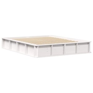 vidaXL Cadre de lit avec stockage Blanc 160 x 200 cm Pin massif
