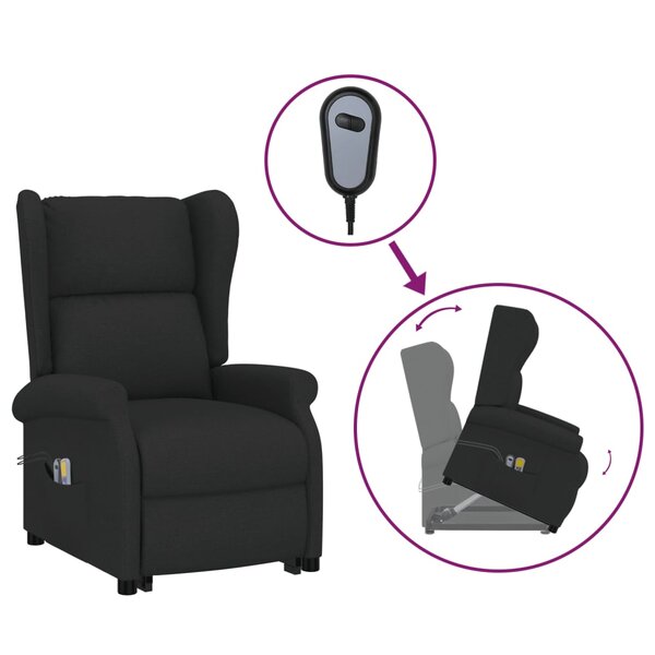 vidaXL Fauteuil de massage Noir Tissu