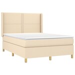 vidaXL Sommier à lattes de lit matelas et LED Crème 140x200 cm Tissu