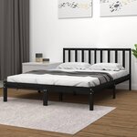 vidaXL Cadre de lit sans matelas noir bois de pin massif