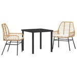 vidaXL Ensemble de salle à manger pour jardin 3 Pièces Marron polyrotin