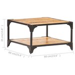 vidaXL Table basse 60x60x35 cm Bois de manguier massif