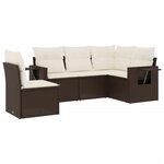 vidaXL Salon de jardin avec coussins 5 Pièces marron résine tressée