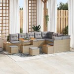 vidaXL Ensemble de canapé de jardin 12 Pièces Beige Poly rotin