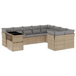 vidaXL Salon de jardin avec coussins 10 Pièces beige résine tressée