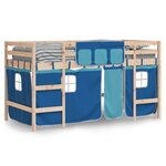 vidaXL Lit mezzanine enfants avec rideaux sans matelas bleu 90x200cm