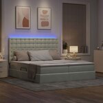 vidaXL Lit de rangement LED avec matelas Gris clair 180 x 200 cm