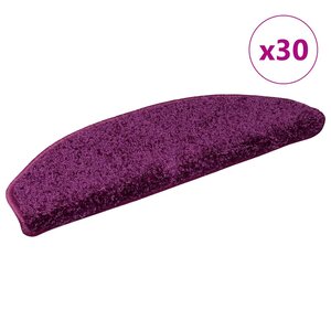 vidaXL Tapis d'escalier 30 pièces 65 x 21 x 4 cm Violet Demi-rond Grand