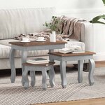 vidaXL Ensemble de tables gigognes 3 Pièces bois d'acajou massif