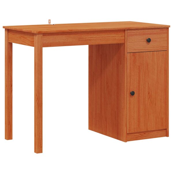 vidaXL Bureau avec tiroir Brun Ciré 100 x 50 x 74 cm Pin massif