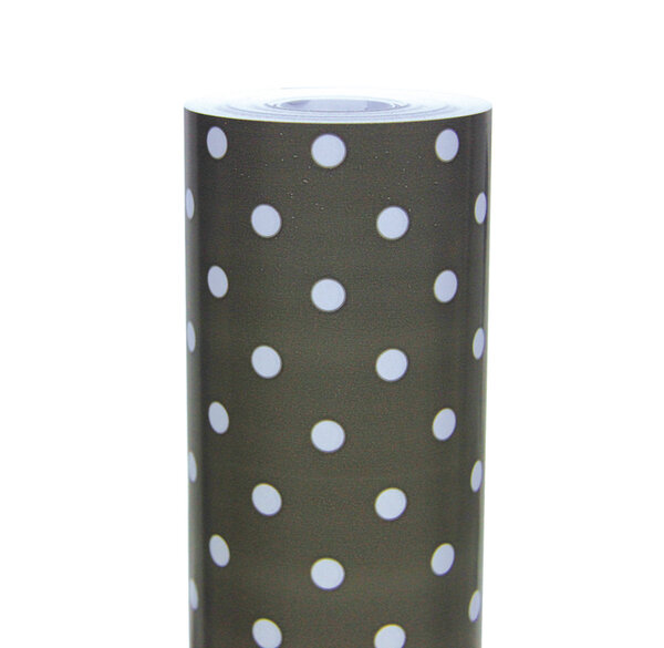Rouleau de papier cadeaux excellia 70 cm x 50 m pois blanc fond taupe clairefontaine