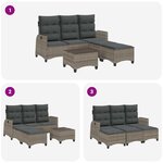 vidaXL Salon de jardin 3 Pièces avec coussins forme L gris résine tressée
