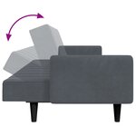 vidaXL Canapé-lit à 2 places avec repose-pied gris foncé velours