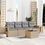 vidaXL Salon de jardin avec coussins 5 Pièces beige résine tressée