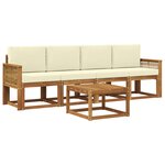vidaXL Ensemble de canapés d'extérieur 5 pc Naturel et Crème Polyester