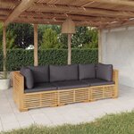 vidaXL Salon de jardin 3 Pièces avec coussins Bois de teck solide
