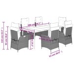 vidaXL Ensemble à manger de jardin et coussins 7 Pièces beige poly rotin