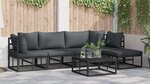 vidaXL Ensemble de canapé de jardin avec coussin 5 Pièces Noir Aluminium