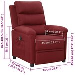 vidaXL Fauteuil inclinable électrique Rouge bordeaux Tissu