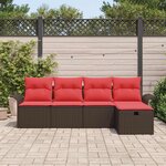vidaXL Ensemble de canapé de jardin avec coussin 5 Pièces Poly rotin