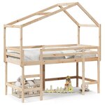 vidaXL Lit superposé et échelle et toit 90x190 cm bois de pin massif