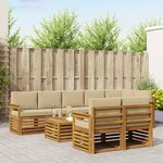 vidaXL Ensembles de canapés avec coussin 9 Pièces Naturel et Beige
