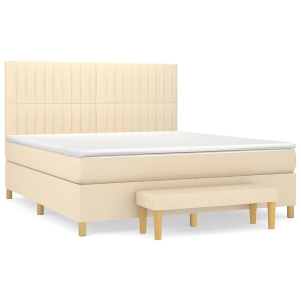 vidaXL Sommier à lattes de lit avec matelas Crème 180x200 cm Tissu