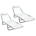 vidaXL Chaise longue pliante 2 Pièces Crème 182 x 55 x 85 5 cm Textilène