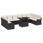 vidaXL Ensemble de canapé de jardin 11 Pièces Noir Poly rotin