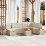 vidaXL Ensemble de Canapé de Jardin 9 Pièces avec Coussins Beige Rattan Poly