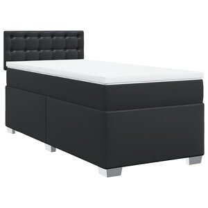 vidaXL Sommier à lattes de lit avec matelas Noir 90x200 cm Similicuir