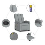 vidaXL Fauteuil de massage inclinable Gris clair Tissu