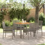 vidaXL Set de salle à manger de jardin 5 pièces avec coussins gris en poly rattan