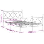 vidaXL Cadre de lit métal sans matelas et pied de lit blanc 120x200 cm