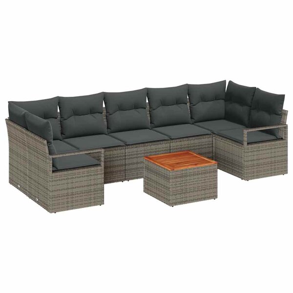 vidaXL Ensemble de canapé de jardin 8 Pièces Gris