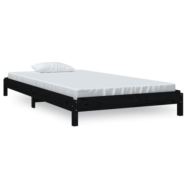 vidaXL Lit empilable Noir 80x200 cm Bois de pin massif
