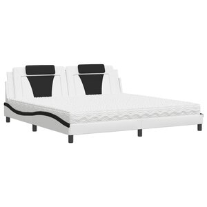 vidaXL Lit Viana avec matelas blanc et noir 200x200 cm similicuir