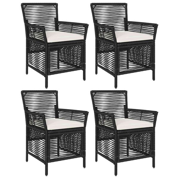 vidaXL Chaise d'Extérieur 4 pc Noir et Crème polyrotin